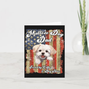 Stars Stripes Maltese Dog Dad Patriotic USA Dog Card