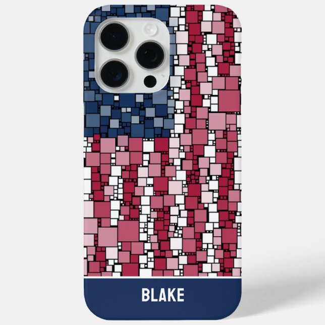 Stars & Stripes Mosaic Personalized Case-Mate iPhone Case (Back)