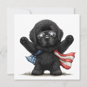 Stars, Stripes & Newfie (front and back) Pride Invitation