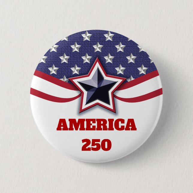 Stars Stripes Patriotic America 250 Design 6 Cm Round Badge (Front)