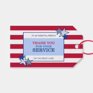 Stars Stripes Patriotic Essential Worker Thank You Gift Tags