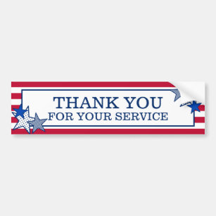 Stars Stripes Patriotic Veteran Service Thank You Bumper Sticker