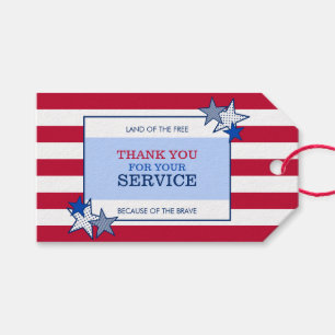 Stars Stripes Patriotic Veteran Service Thank You Gift Tags
