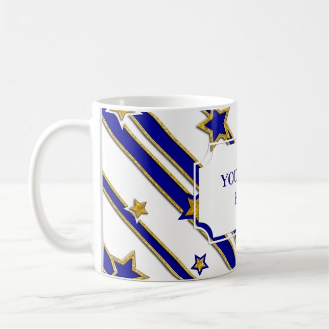 Stars & Stripes Pattern gold blue + your ideas Coffee Mug (Left)