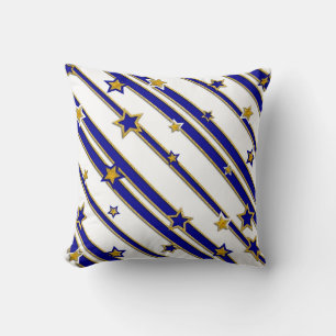 Stars & Stripes Pattern gold blue + your ideas Cushion