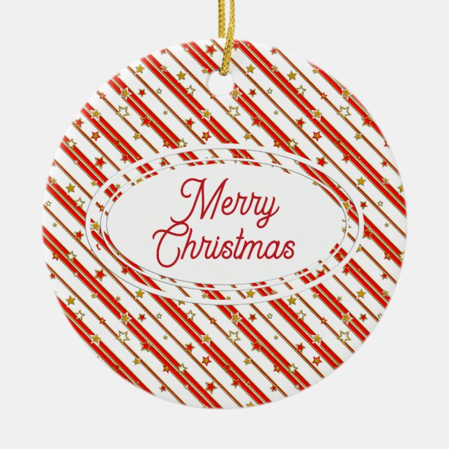 Stars & Stripes PATTERN gold red or blue Ceramic Ornament (Front)