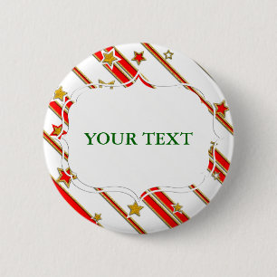 Stars & Stripes Pattern gold red+ your ideas 6 Cm Round Badge