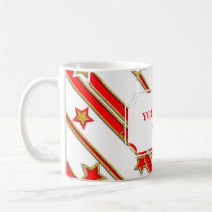 Stars & Stripes Pattern gold red+ your ideas Coffee Mug