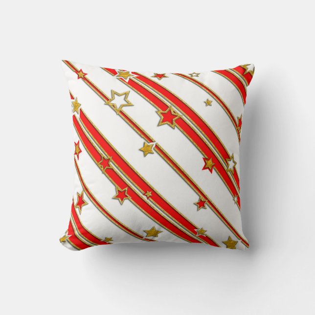 Stars & Stripes Pattern gold red+ your ideas Cushion (Front)
