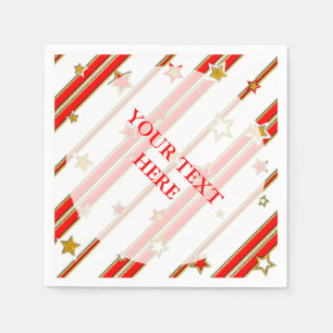 Stars & Stripes Pattern gold red + your ideas Napkin