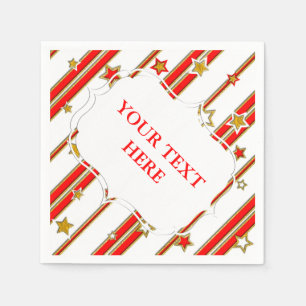 Stars & Stripes Pattern gold red+ your ideas Napkin