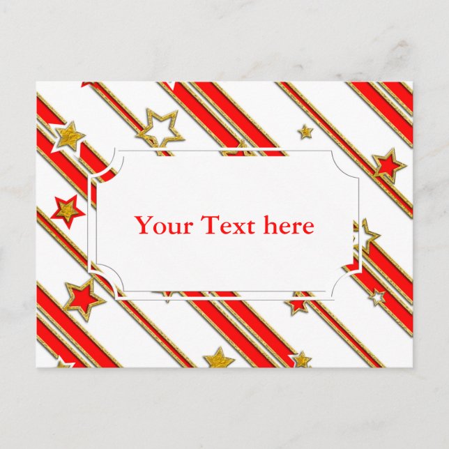 Stars & Stripes Pattern gold red+ your ideas Postcard (Front)