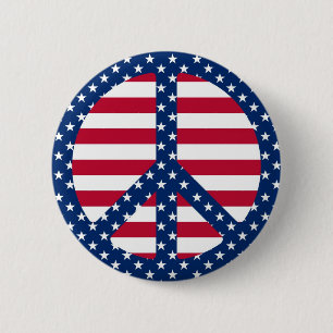 Stars & Stripes Peace Symbol Button