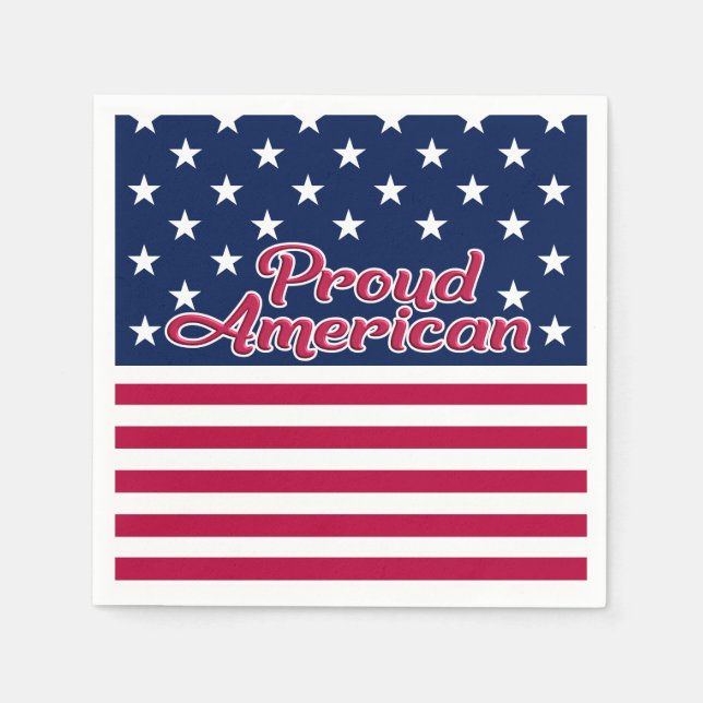 Stars & stripes proud American red blue & white Napkin (Front)