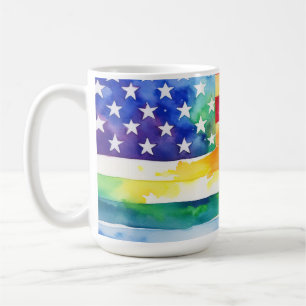 Stars & Stripes Rainbow Watercolor Coffee Mug