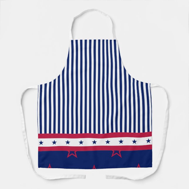 Stars & Stripes Red White Blue Patriotic Grill Apron (Front)