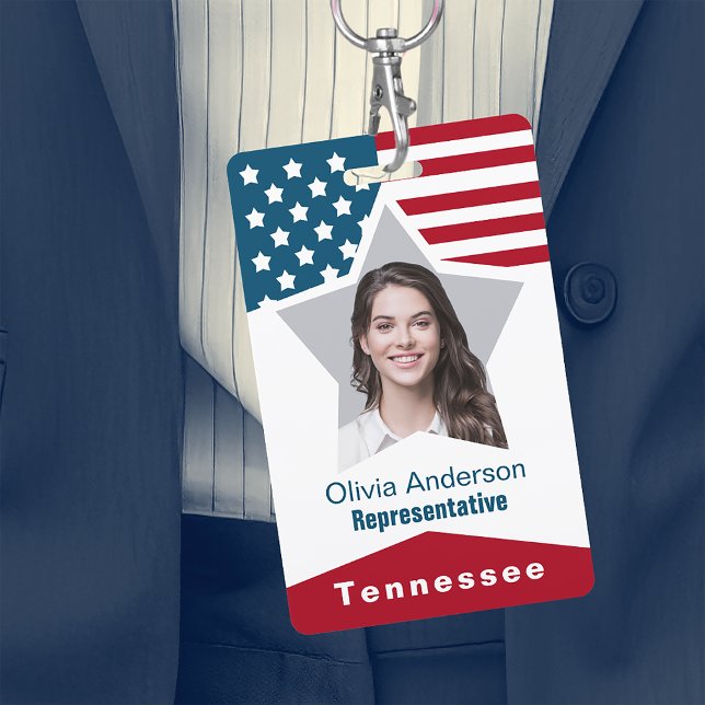 Stars Stripes Red White Blue Photo ID ID Badge (Creator Uploaded)