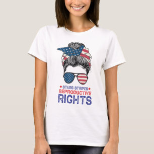 Stars Stripes Reproductive Rights Messy Bun Women T-Shirt