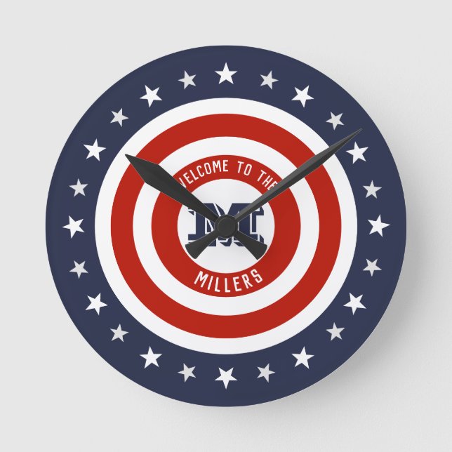 Stars & Stripes Round Clock (Front)