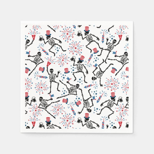 Stars, Stripes & Skeletons—Patriotic Party Vibes Napkin (Front)
