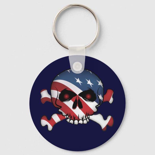 Stars & Stripes Skull Key Ring (Front)