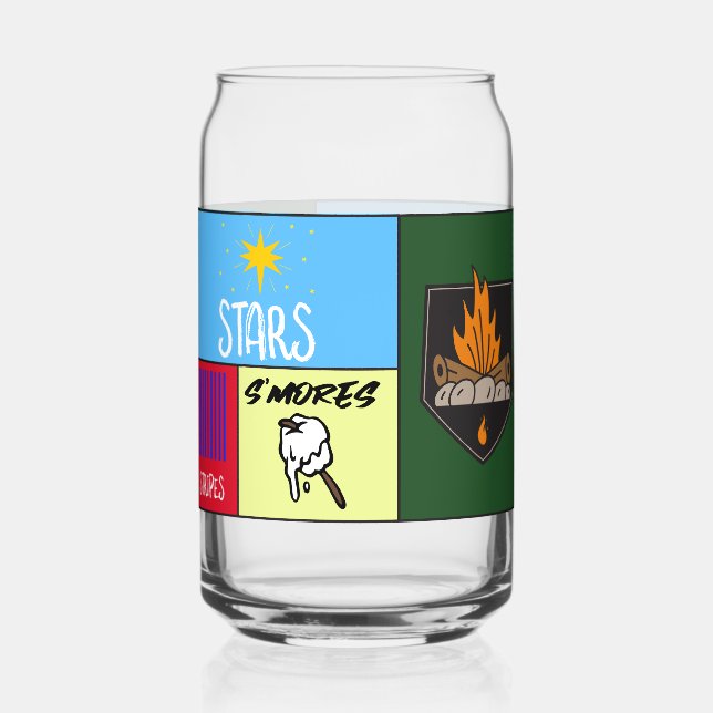 stars stripes s'mores American camping Can Glass (Front)