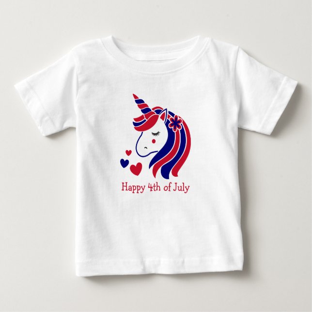 Stars, Stripes & Unicorn Magic Baby T-Shirt (Front)