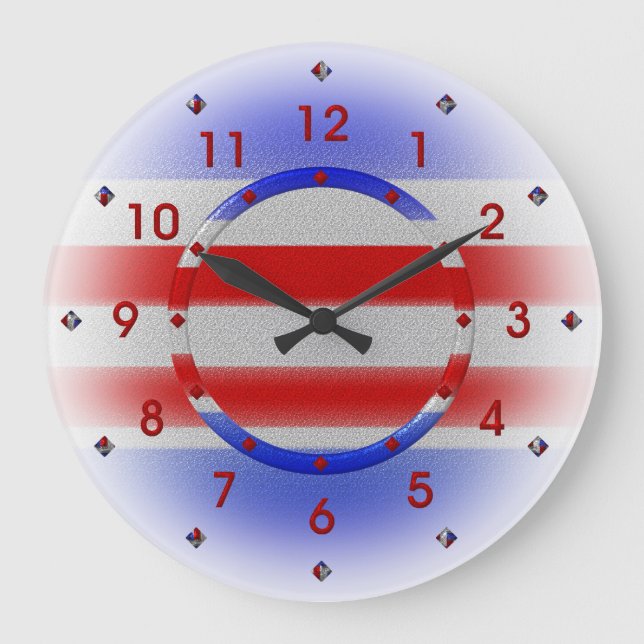Stars & Stripes USA Patriotic Large Clock (Front)