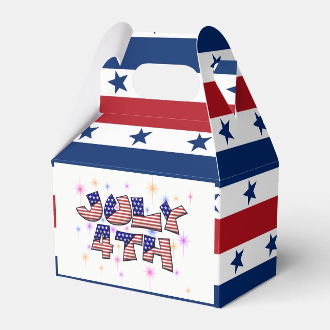 Stars stripes word art July Fourth Party favour bo Favour Box (Front Side)