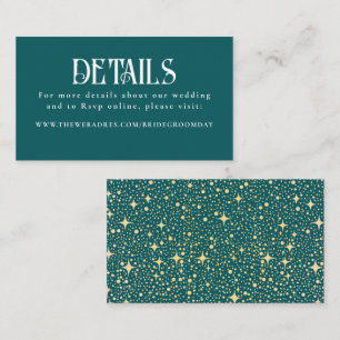 Stars Teal Wedding Wedding Details Enclosure Card