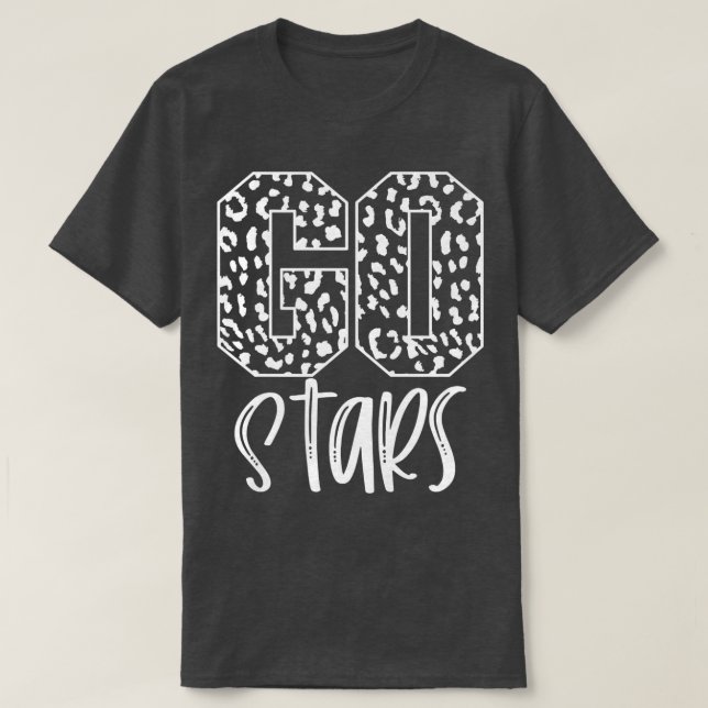 Stars Team Mascot School Spirit Game Night Leopard T-Shirt (Design Front)