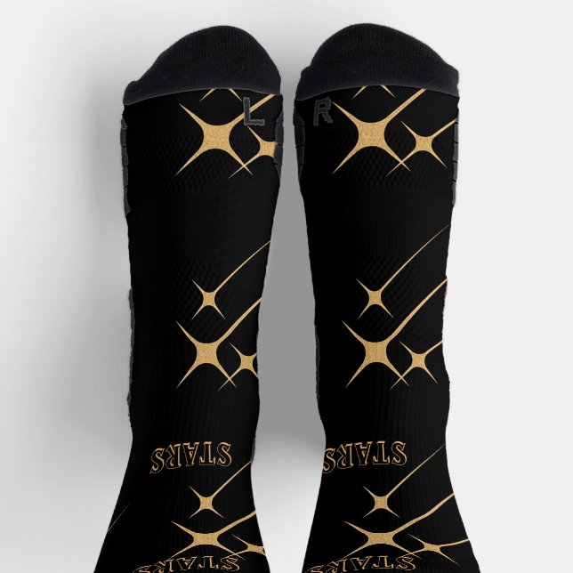 Stars Text Name Printed Black Colour Background Socks (Top)
