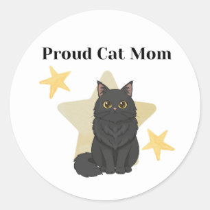 Stars themed Proud Cat Mum Classic Round Sticker