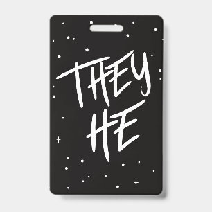 Stars They/He Pronouns ID Badge