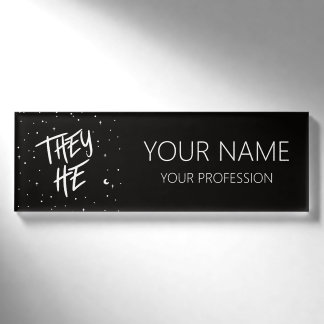 Stars They He Pronouns Name Tag