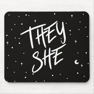 Stars They/She Pronouns Mouse Pad