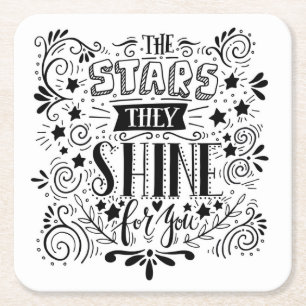 Stars They Shine For You Square Paper Coaster