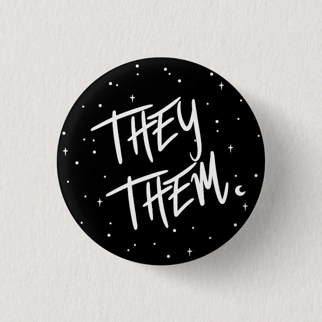 Stars They /Them Pronouns 3 Cm Round Badge (Front)