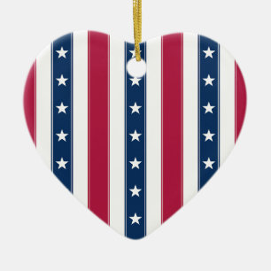 Stars & Vertical Stripes Classic Americana Ceramic Ornament