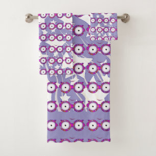 Stars With Glasses Kids Lavender   Bath Towel Set