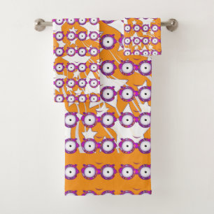 Stars With Glasses Kids Orange Bath Towel Set