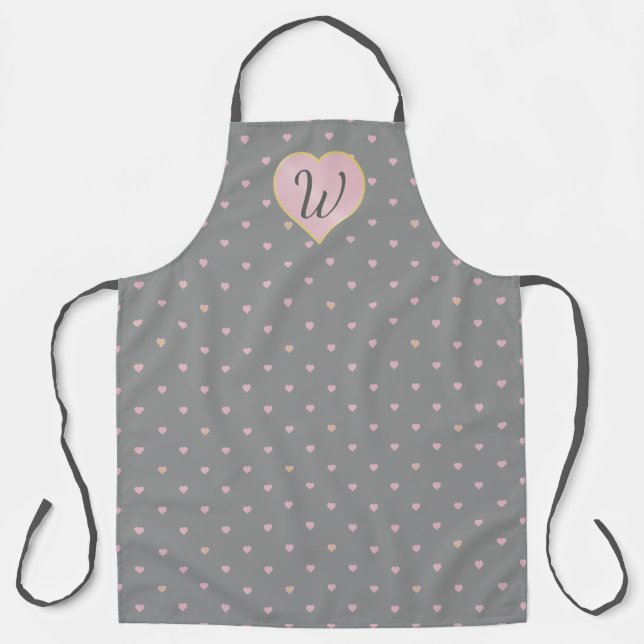 Stars Within Hearts on Grey All-Over Print Apron (Front)