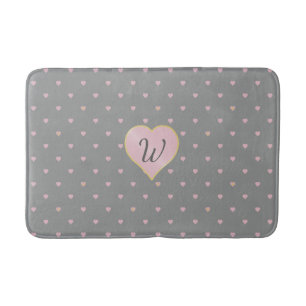 Stars Within Hearts on Grey Bath Mat