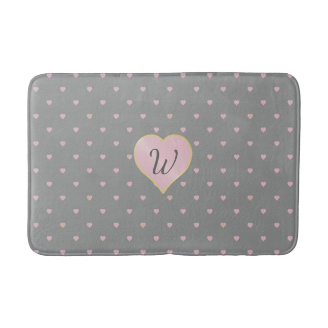 Stars Within Hearts on Grey Bath Mat (Front)