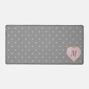 Stars Within Hearts on Grey Desk Mat