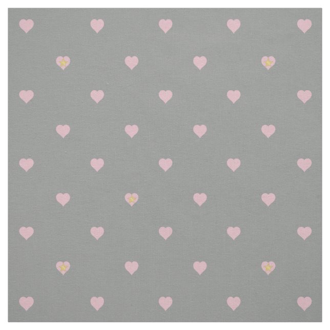 Stars Within Hearts on Grey Fabric (Swatch)