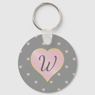 Stars Within Hearts on Grey Keychain