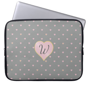 Stars Within Hearts on Grey Laptop Sleeve