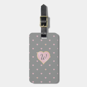 Stars Within Hearts on Grey Luggage Tag