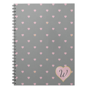 Stars Within Hearts on Grey Notebook